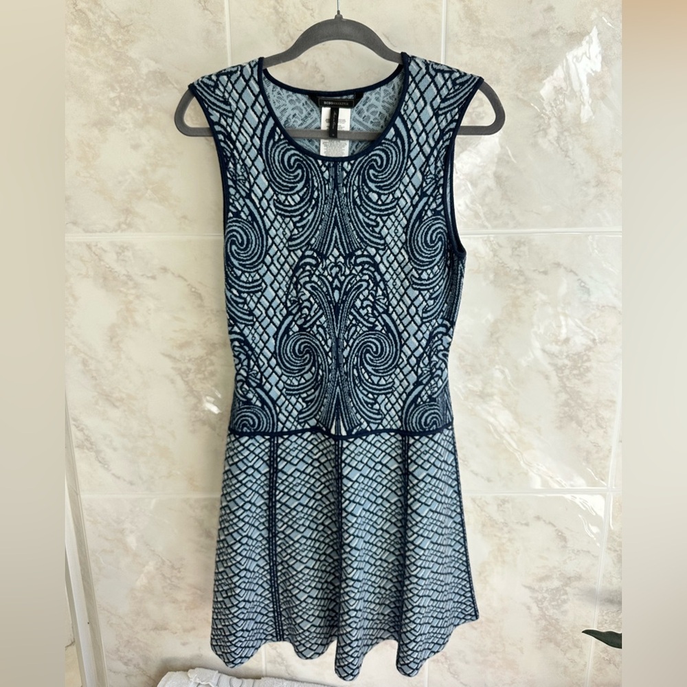 BCBGMaxAzria Blue Patterned Mini Dress